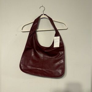 Chic Maroon Leather Shoulder Bag